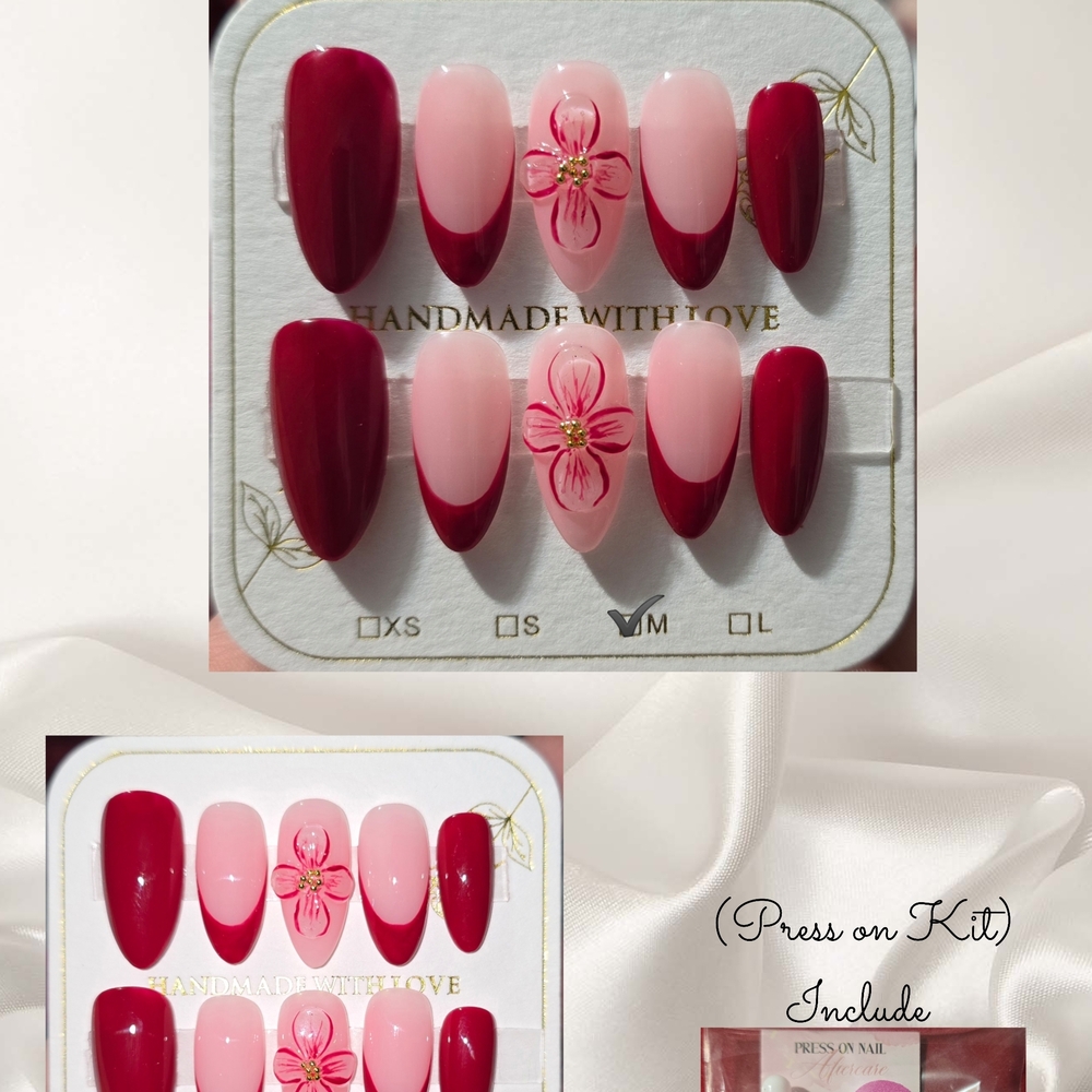 Elegant Red and Pink Press-On Nail Kit